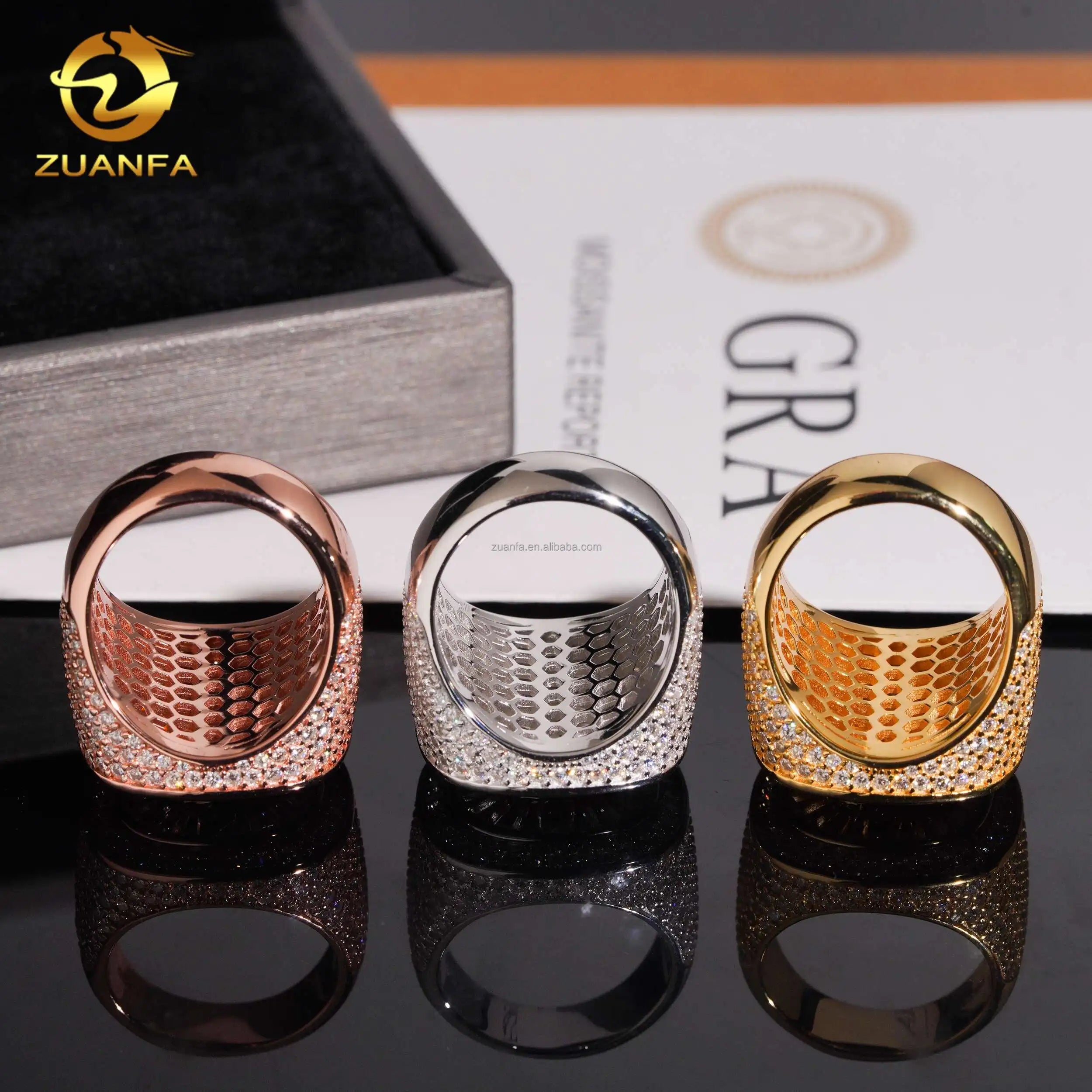 New Arrivals Special Design Fashion Fully Iced Out Hip Hop Fancy Baguette Vvs1 Moissanite Diamond 925 Sterling Silver Man Ring