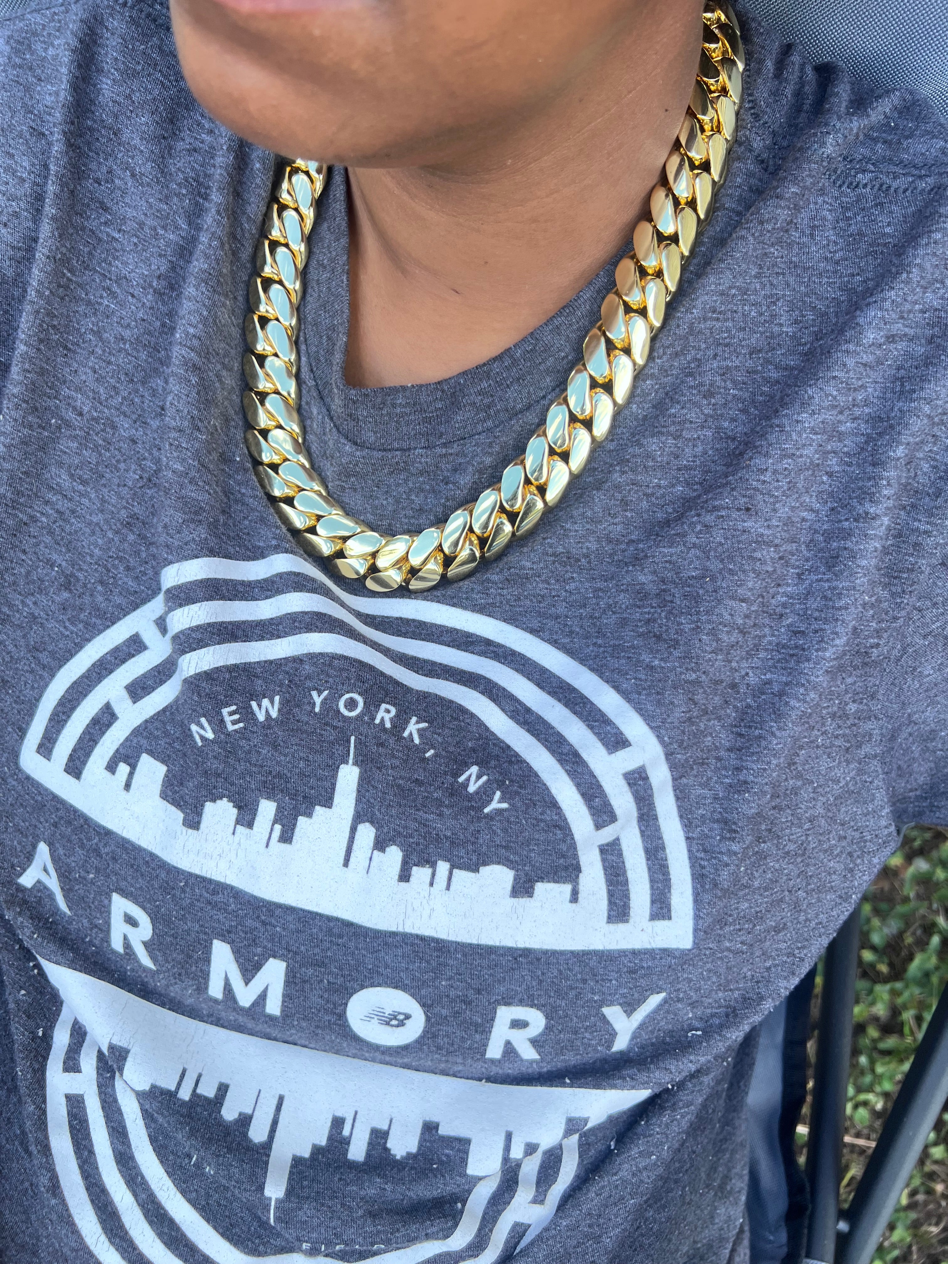 Wholesale Choker 18k Gold Custom Gold Cuban Link Chain 24k Gold Cuban Miami Chain 20mm Miami Cuban Chain Necklace