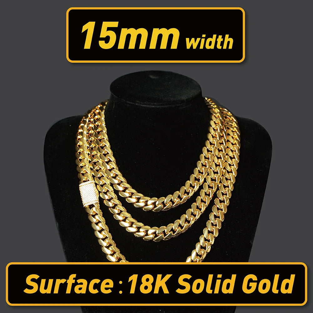 Wholesale Choker 18k Gold Custom Gold Cuban Link Chain 24k Gold Cuban Miami Chain 20mm Miami Cuban Chain Necklace