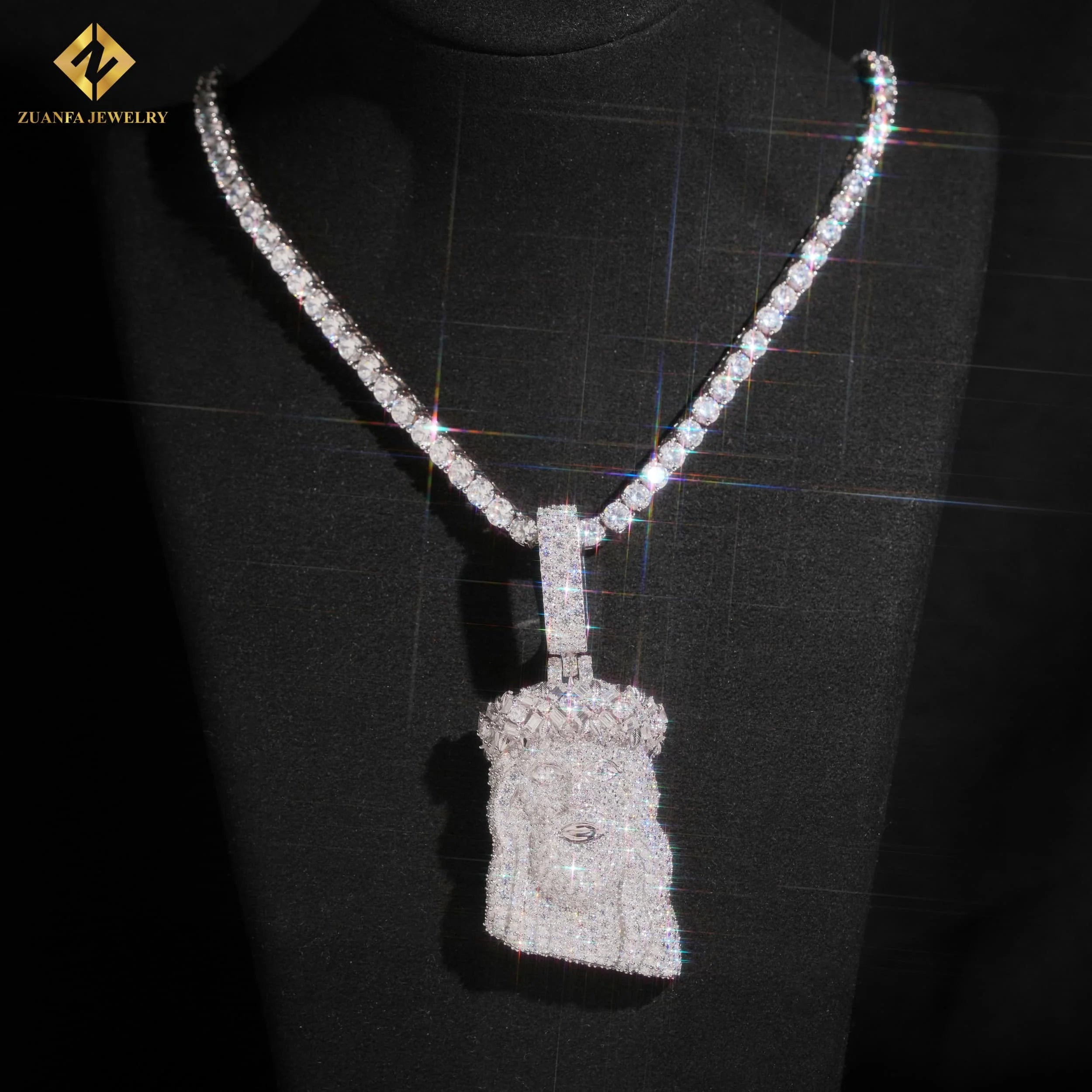 Us Local Stock Warehouse Hip Hop Jewelry 925 Soild Silver Gold Moissanite Jesus Head Face Piece Pendant Custom