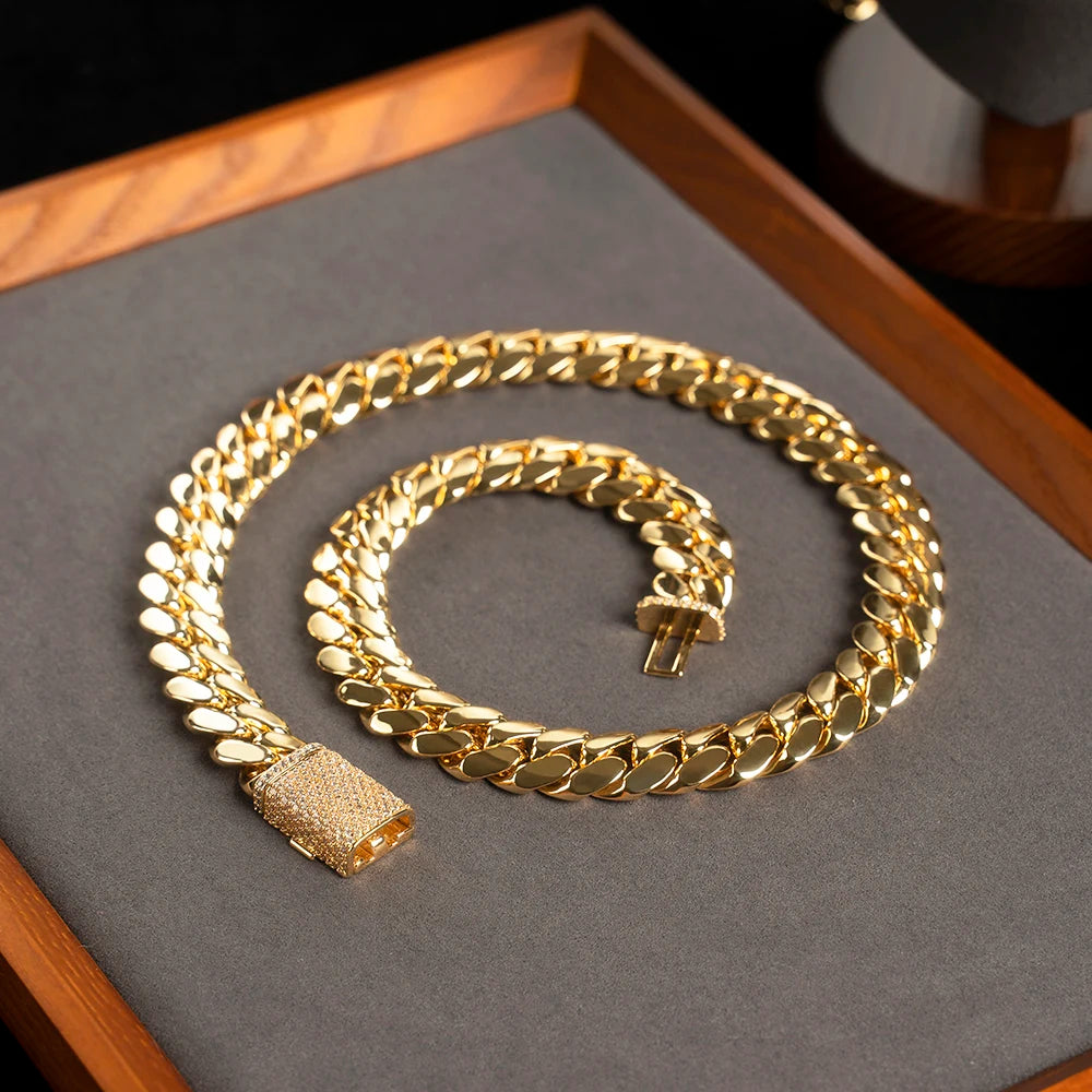 Wholesale Choker 18k Gold Custom Gold Cuban Link Chain 24k Gold Cuban Miami Chain 20mm Miami Cuban Chain Necklace