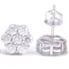 Ready to Ship Fashion Jewelry 925 Sterling Silver Vvs Moissanite Colorful Blue Black Big Flower Earrings for Women Men