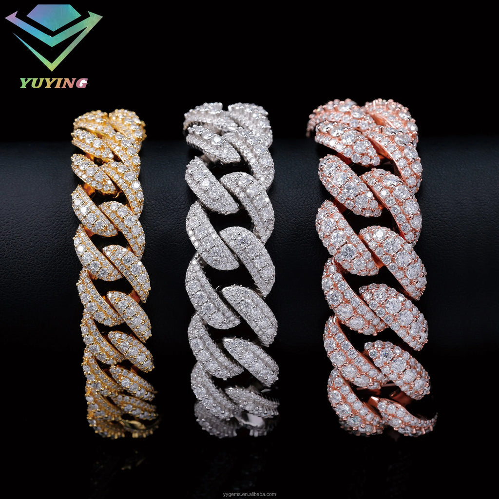 VVS Mossanite Cuban Bracelet Fine Jewelry 14mm-22mm Wide S925 Silver GRA Moissanite Bracelet Iced Out Diamond Cuban Bracelet