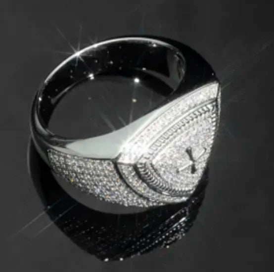 Custom Iced Out VVS Moissanite Baguette Diamond Hip Hop Ring Single Initial Letter 925 Silver for Men Jewelry