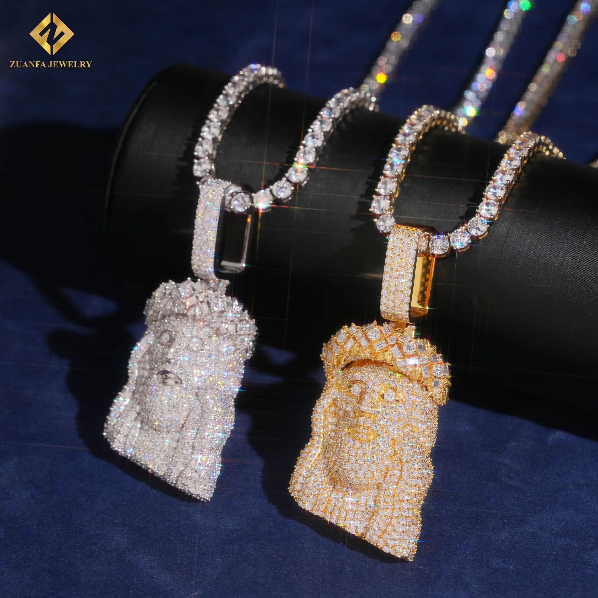 Us Local Stock Warehouse Hip Hop Jewelry 925 Soild Silver Gold Moissanite Jesus Head Face Piece Pendant Custom