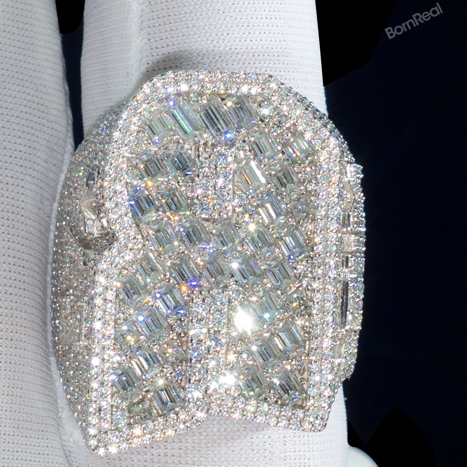 Custom Iced Out VVS Moissanite Baguette Diamond Hip Hop Ring Single Initial Letter 925 Silver for Men Jewelry