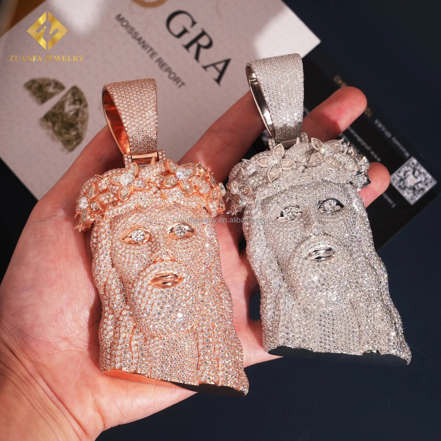 Pass Diamond Tester Hot Selling Religious Jewelry GRA Certificate Iced Out Hip Hop 925 Silver Moissanite Diamond Jesus Pendant