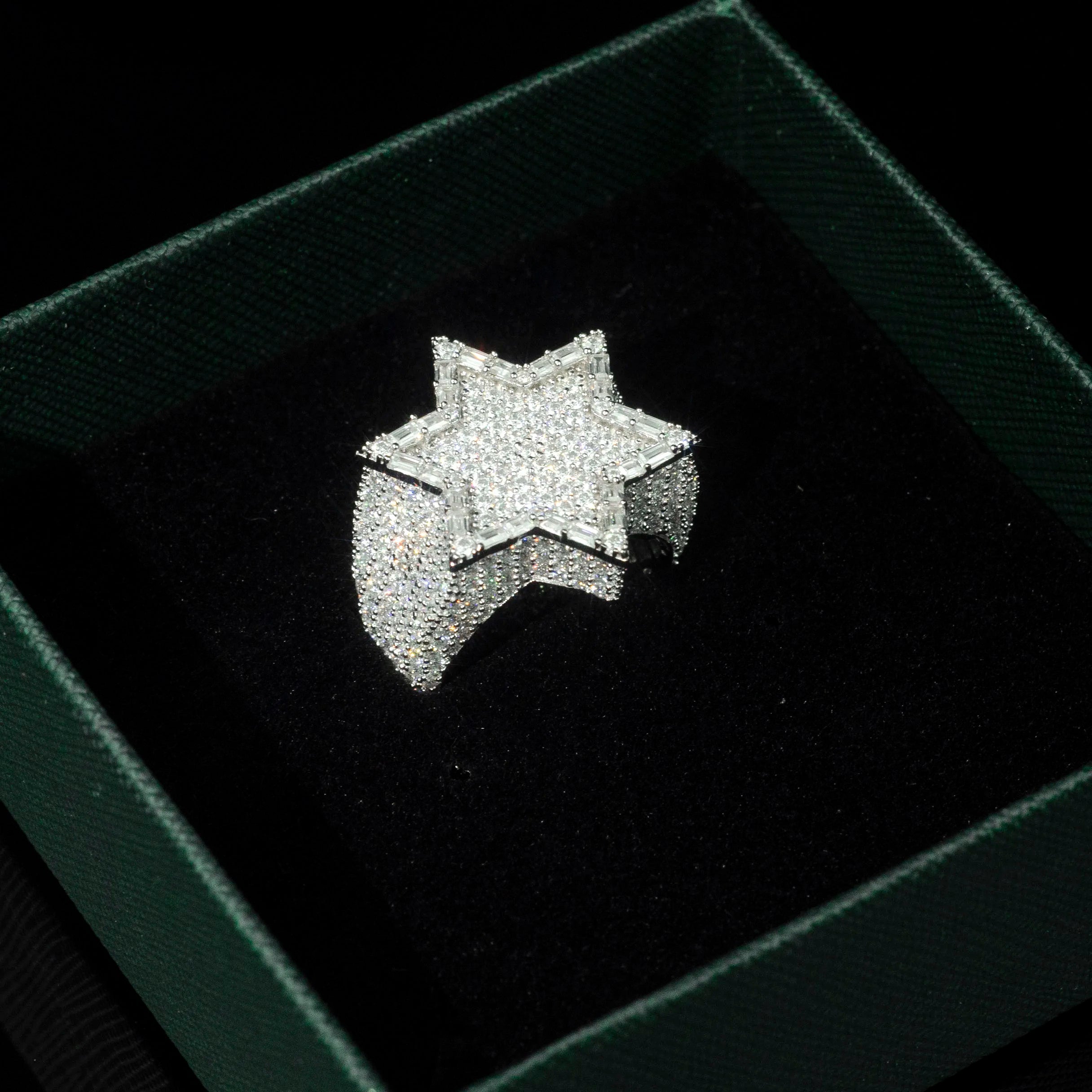 Custom Iced Out VVS Moissanite Baguette Diamond Hip Hop Ring Single Initial Letter 925 Silver for Men Jewelry