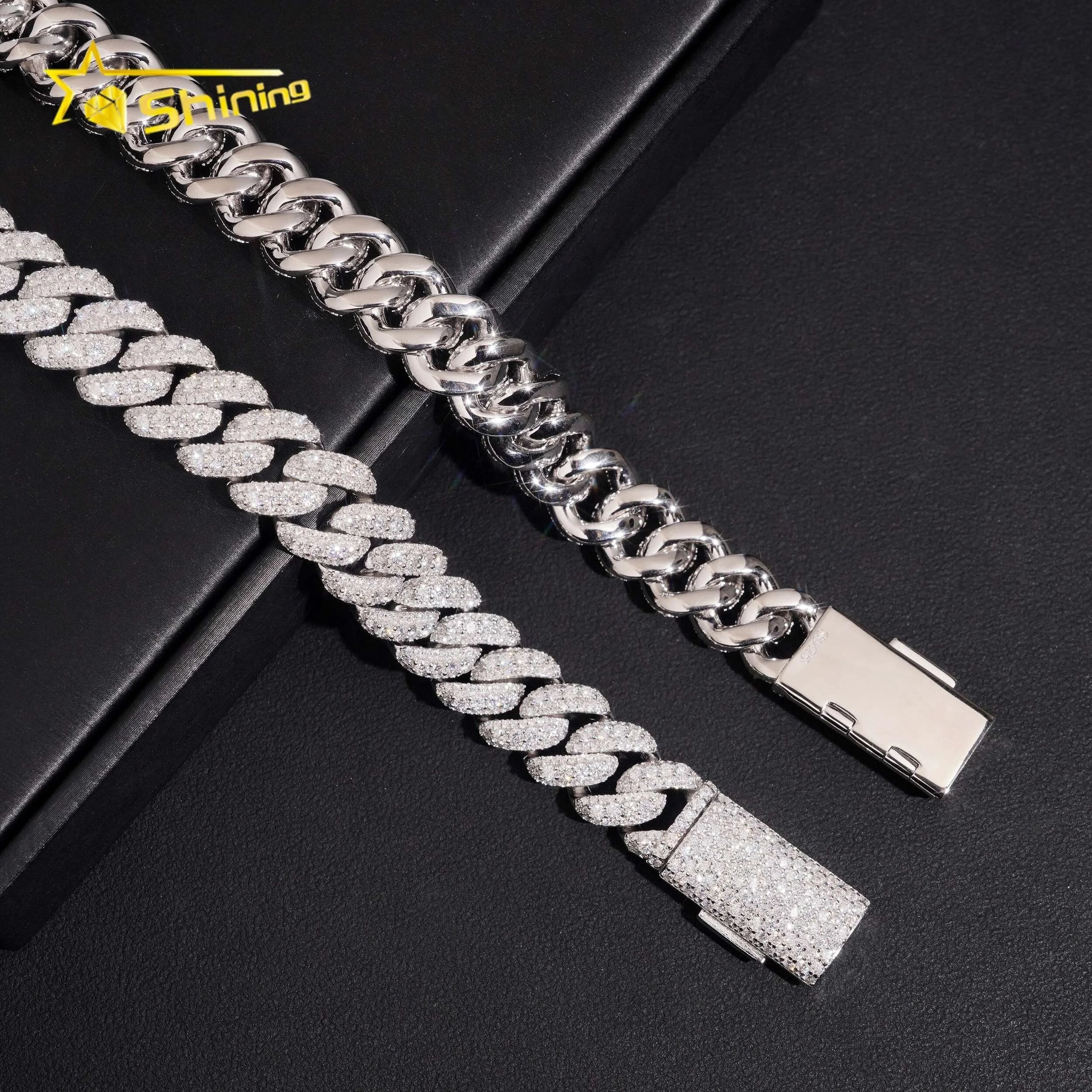 USA Local Stock Fine Jewelry Hip Hop Iced Out Sterling Silver 925 VVS Moissanite Lab Diamond Cuban Fashion Men Cuban Bracelet