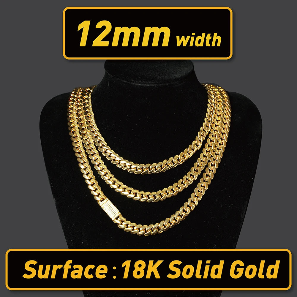 Wholesale Choker 18k Gold Custom Gold Cuban Link Chain 24k Gold Cuban Miami Chain 20mm Miami Cuban Chain Necklace