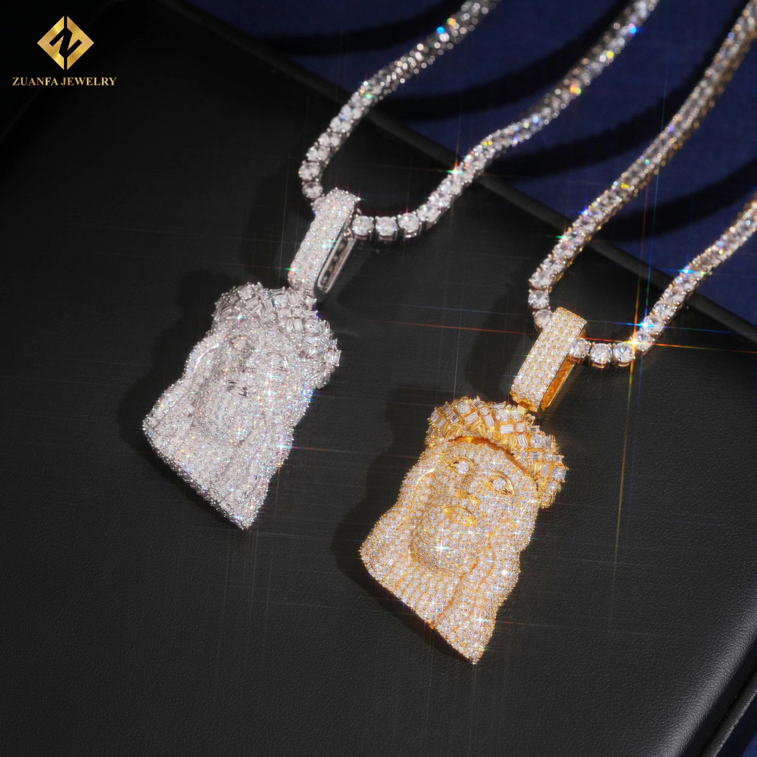 Us Local Stock Warehouse Hip Hop Jewelry 925 Soild Silver Gold Moissanite Jesus Head Face Piece Pendant Custom