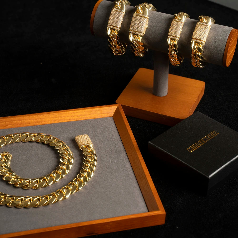 Wholesale Choker 18k Gold Custom Gold Cuban Link Chain 24k Gold Cuban Miami Chain 20mm Miami Cuban Chain Necklace