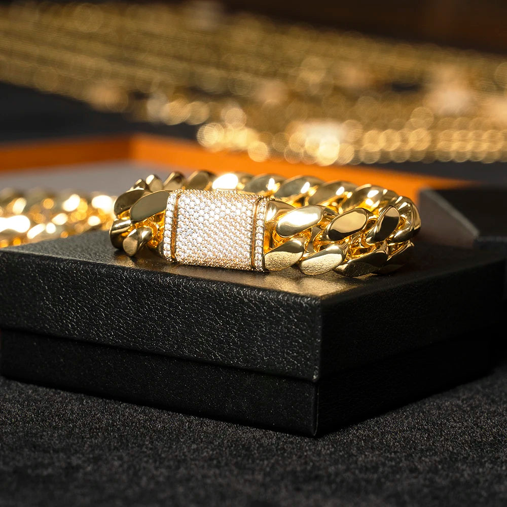 Wholesale Choker 18k Gold Custom Gold Cuban Link Chain 24k Gold Cuban Miami Chain 20mm Miami Cuban Chain Necklace