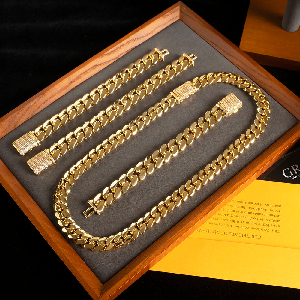 Wholesale Choker 18k Gold Custom Gold Cuban Link Chain 24k Gold Cuban Miami Chain 20mm Miami Cuban Chain Necklace