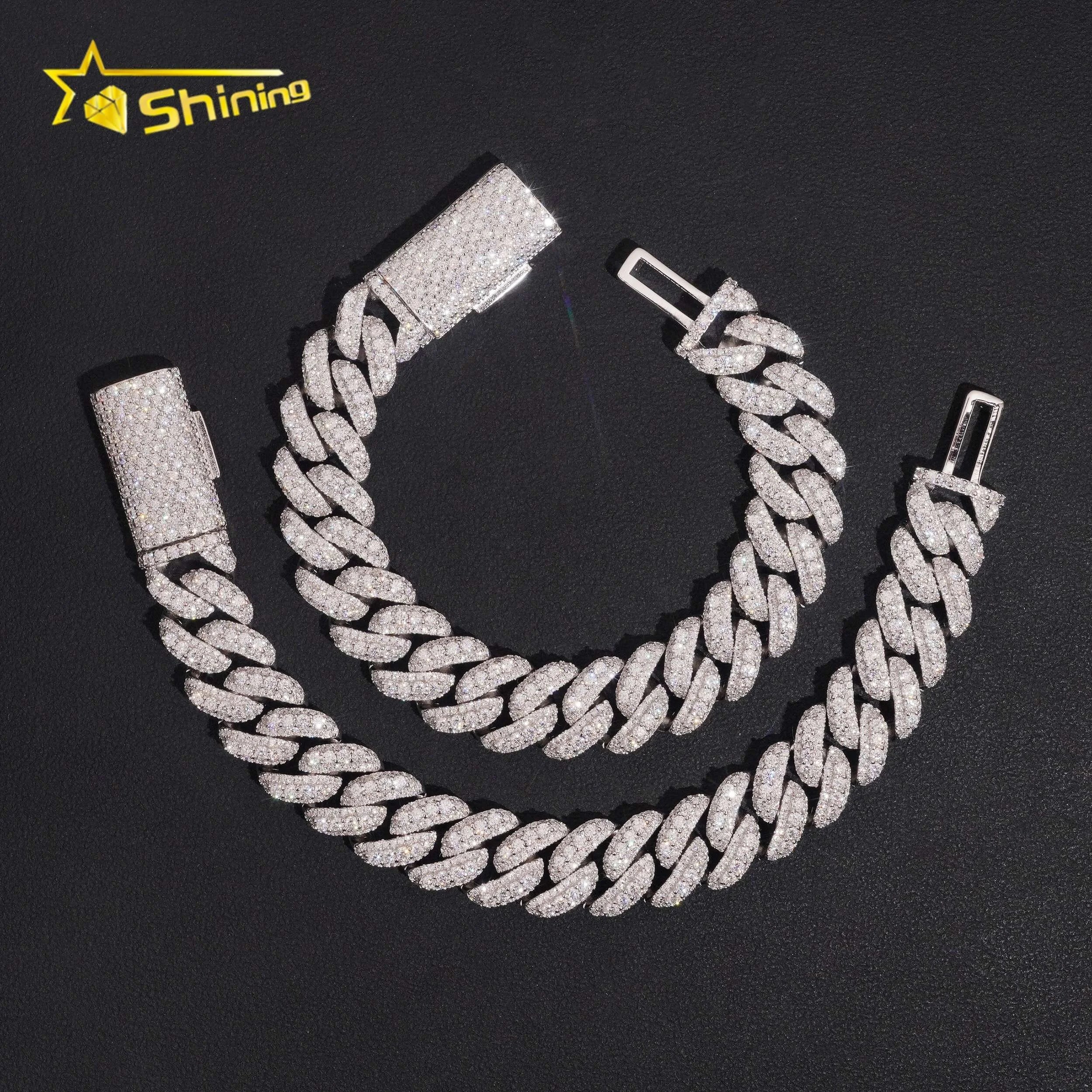 USA Local Stock Fine Jewelry Hip Hop Iced Out Sterling Silver 925 VVS Moissanite Lab Diamond Cuban Fashion Men Cuban Bracelet