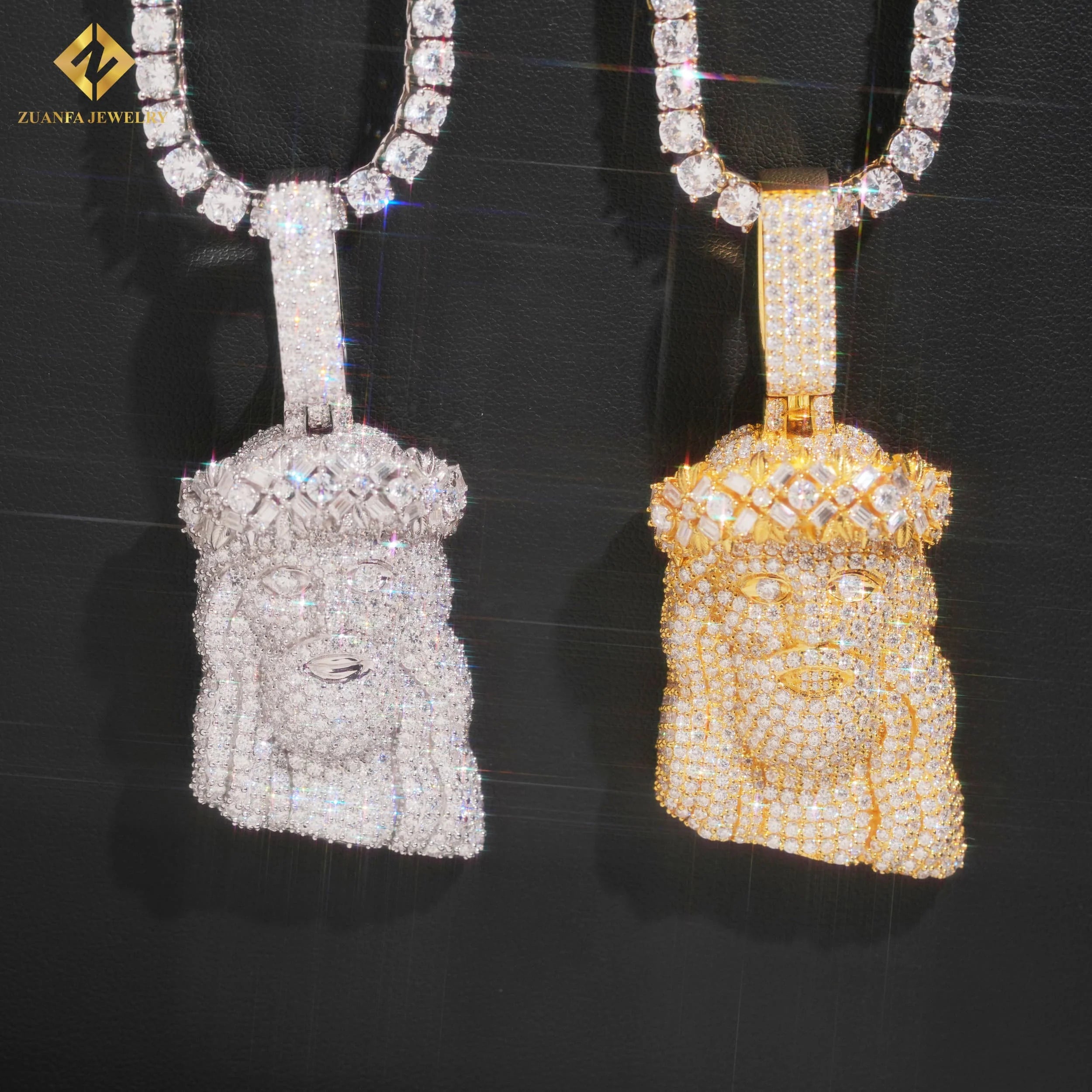 Us Local Stock Warehouse Hip Hop Jewelry 925 Soild Silver Gold Moissanite Jesus Head Face Piece Pendant Custom