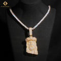 Us Local Stock Warehouse Hip Hop Jewelry 925 Soild Silver Gold Moissanite Jesus Head Face Piece Pendant Custom