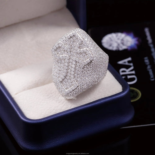 Cross Style VVS Moissanite Cuban Ring for Man 925 Sterling Silver Hip Hop Ring Iced Out Diamond Cross Cuban Ring