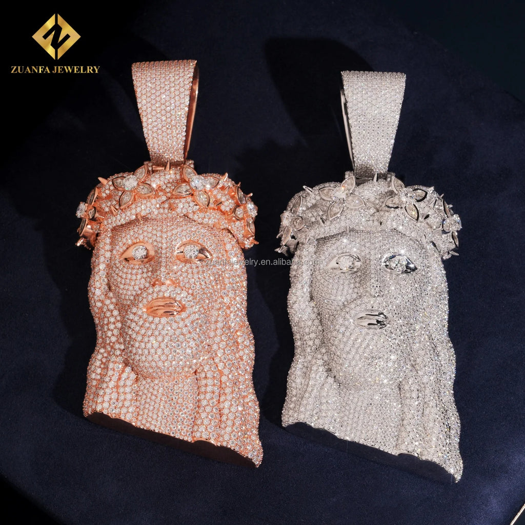 Pass Diamond Tester Hot Selling Religious Jewelry GRA Certificate Iced Out Hip Hop 925 Silver Moissanite Diamond Jesus Pendant