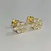 Moissanite Round Cut Diamond Flower Stud Earrings 925 Sterling Silver With Gold Plated Flower Stud For Wedding Parties Gift