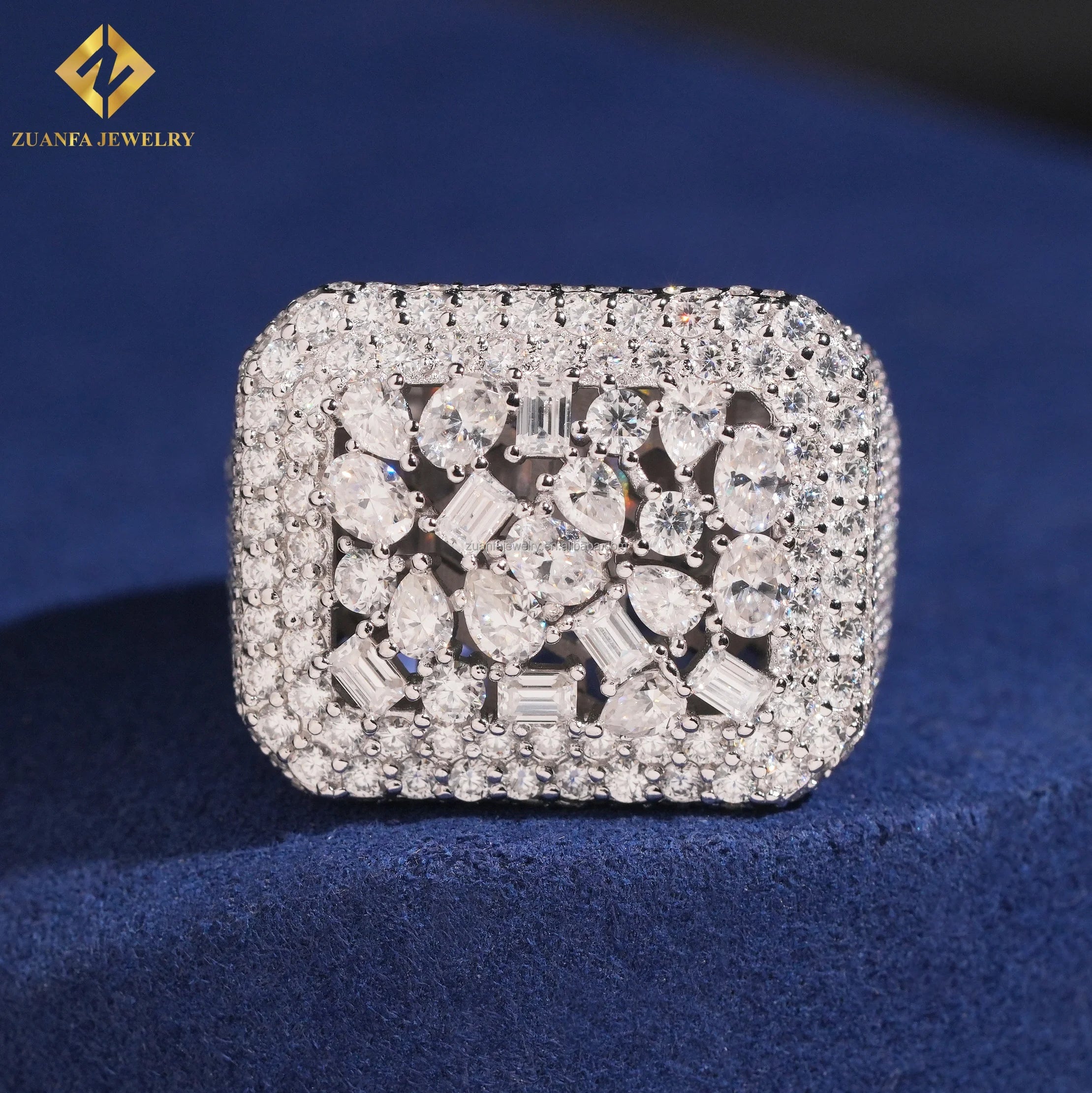 Popular Style Fine Luxury Jewelry Iced Out Hip Hop 925 Sterling Silver Multi Fancy Cut Flawless Moissanite Diamond Hip Hop Ring