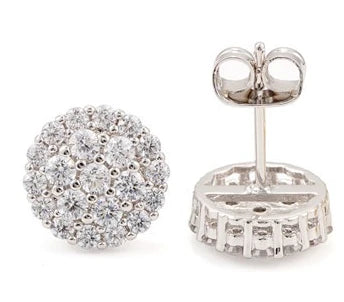 Hot Sale S925 Sterling Silver Earrings - D Color Round Moissanite, Classic Unisex Jewelry