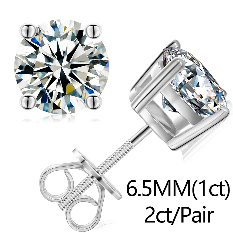 S925 2.12ct Moissanite Ear Stud Earrings For Women 925 Sterling Silver Sparkling Piercing Earring Fine Wedding Jewelry Gifts