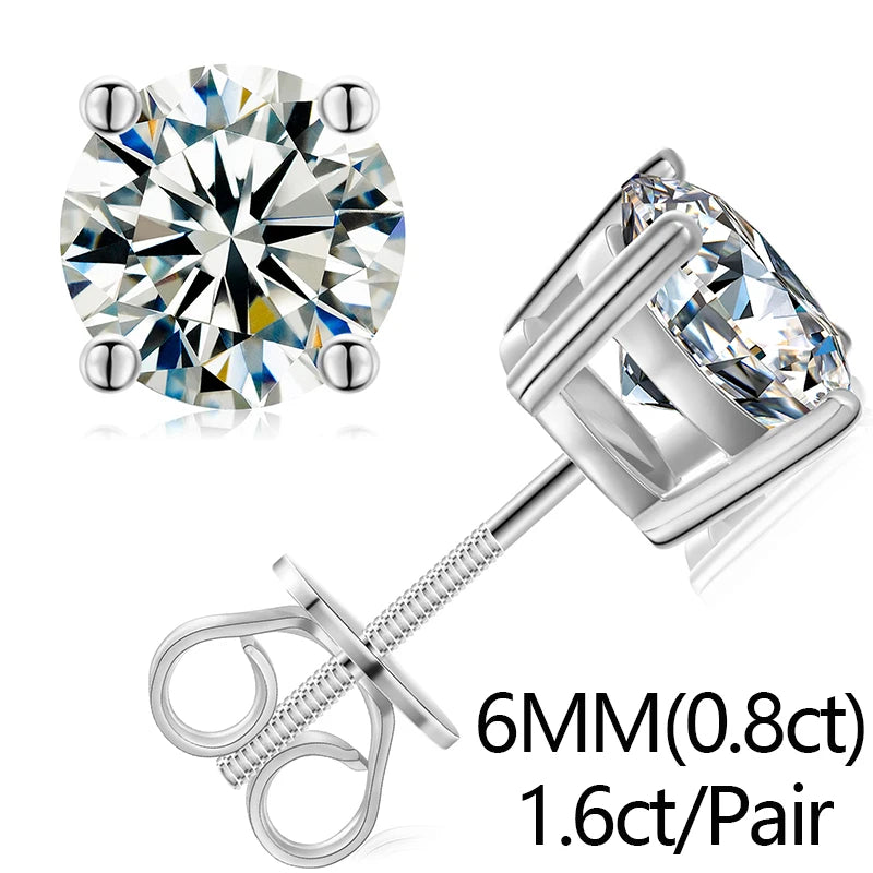 S925 2.12ct Moissanite Ear Stud Earrings For Women 925 Sterling Silver Sparkling Piercing Earring Fine Wedding Jewelry Gifts