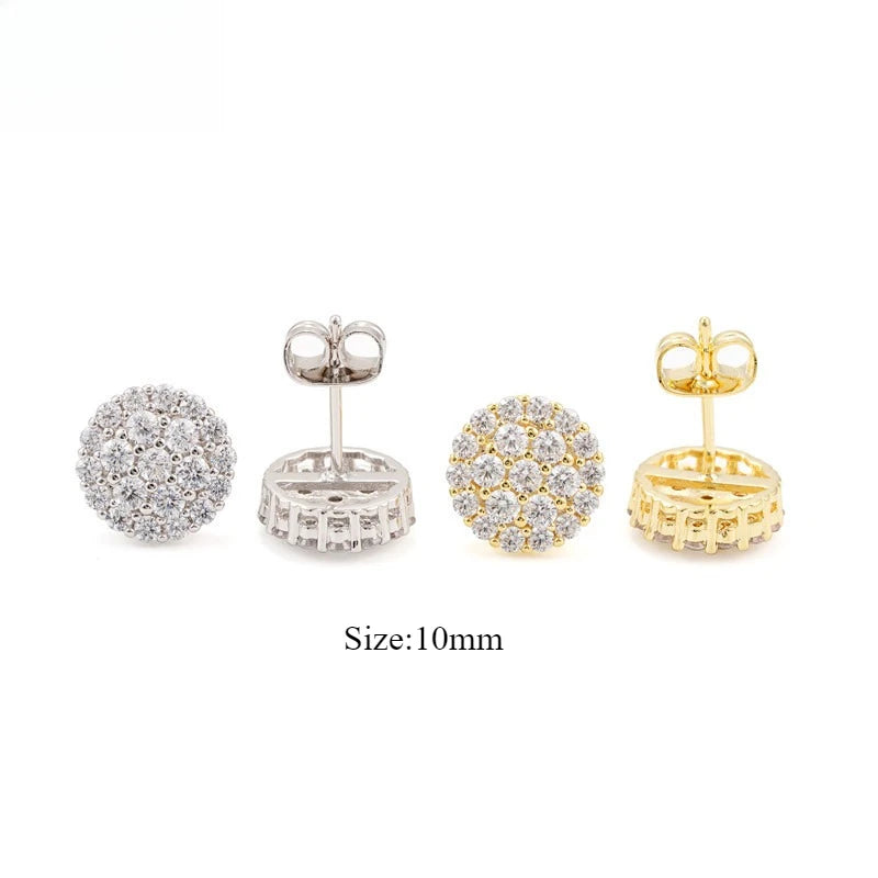 Hot Sale S925 Sterling Silver Earrings - D Color Round Moissanite, Classic Unisex Jewelry