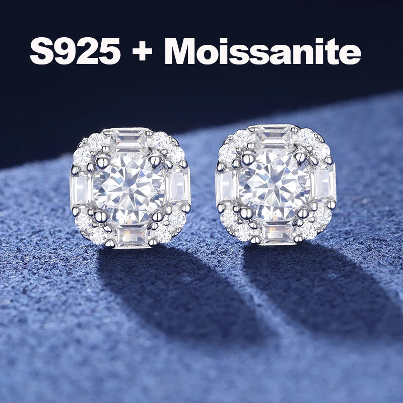 S925 2.12ct Moissanite Ear Stud Earrings For Women 925 Sterling Silver Sparkling Piercing Earring Fine Wedding Jewelry Gifts