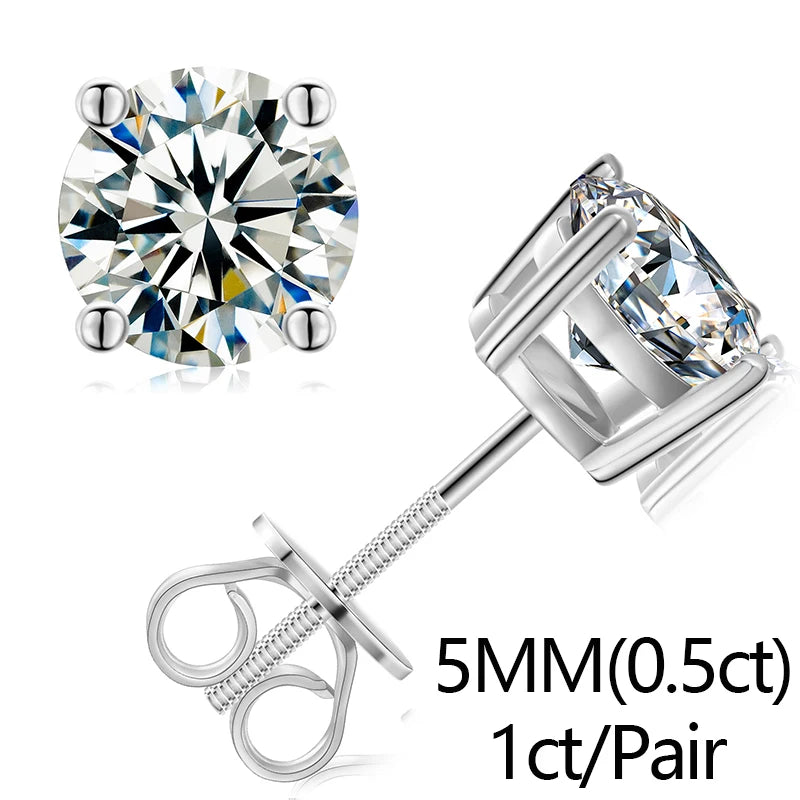 S925 2.12ct Moissanite Ear Stud Earrings For Women 925 Sterling Silver Sparkling Piercing Earring Fine Wedding Jewelry Gifts
