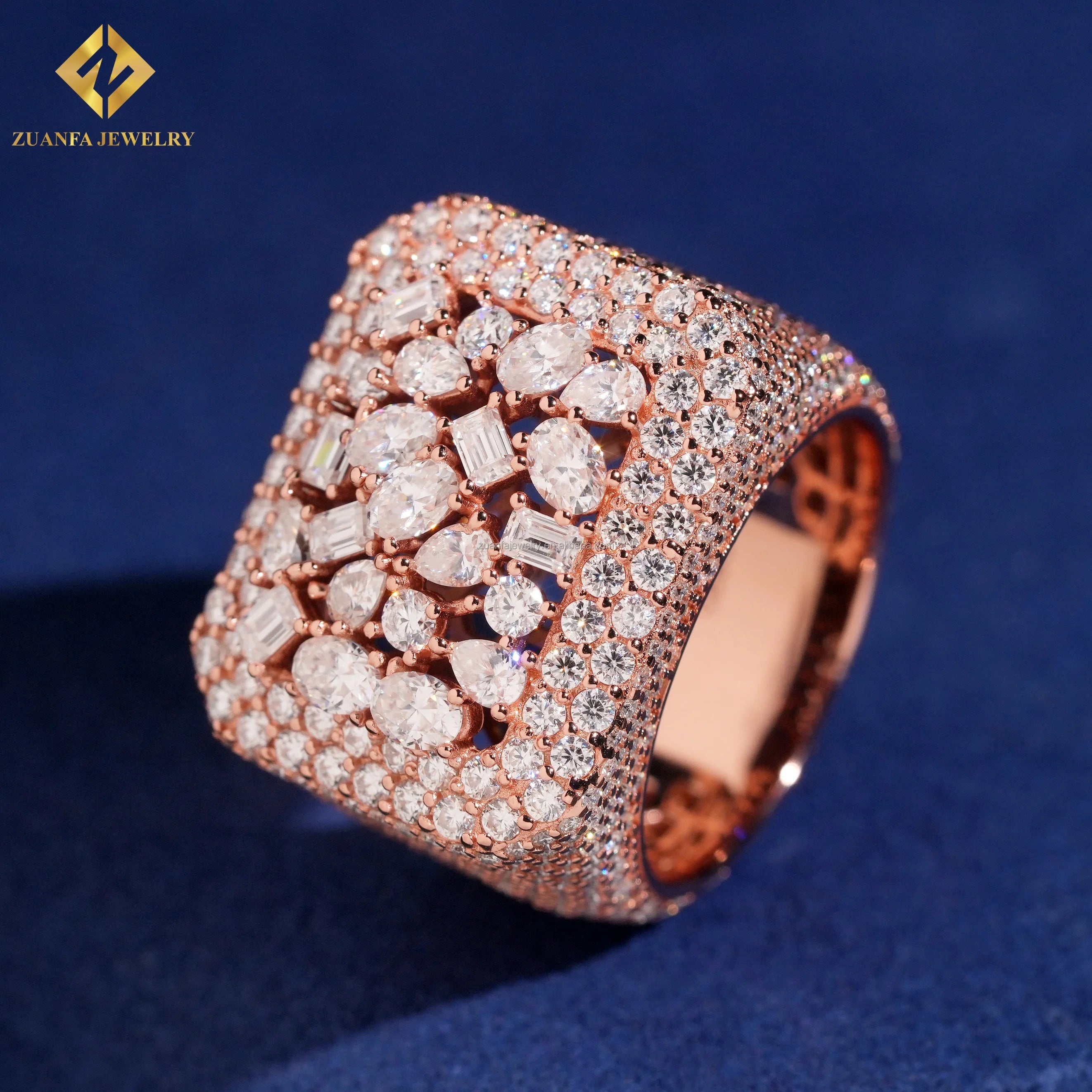 Popular Style Fine Luxury Jewelry Iced Out Hip Hop 925 Sterling Silver Multi Fancy Cut Flawless Moissanite Diamond Hip Hop Ring