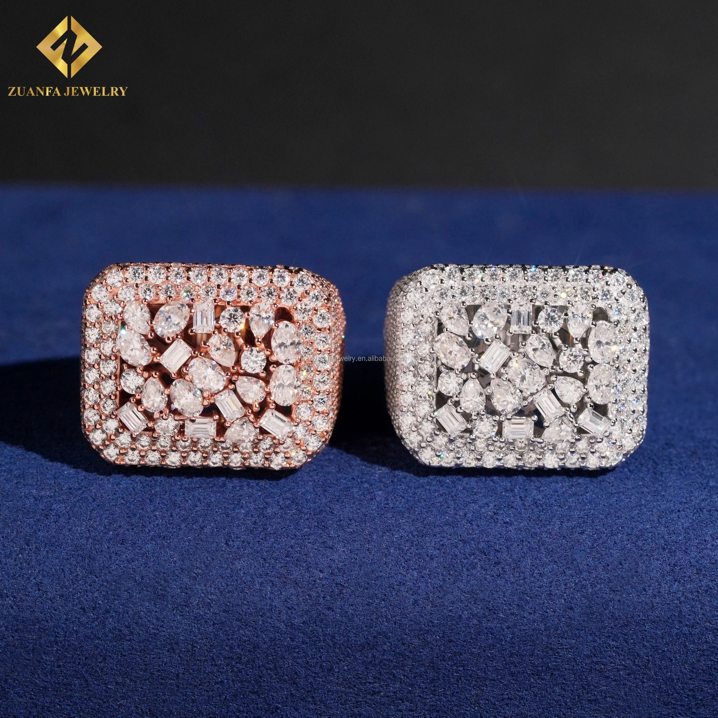 Popular Style Fine Luxury Jewelry Iced Out Hip Hop 925 Sterling Silver Multi Fancy Cut Flawless Moissanite Diamond Hip Hop Ring