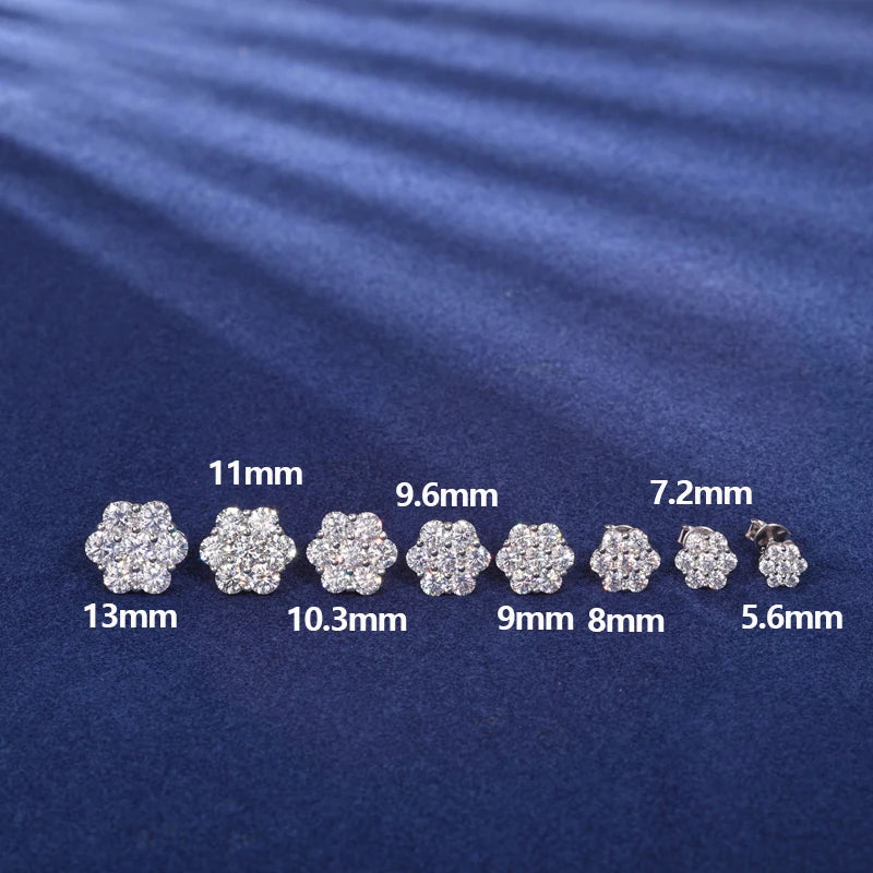 S925 2.12ct Moissanite Ear Stud Earrings For Women 925 Sterling Silver Sparkling Piercing Earring Fine Wedding Jewelry Gifts