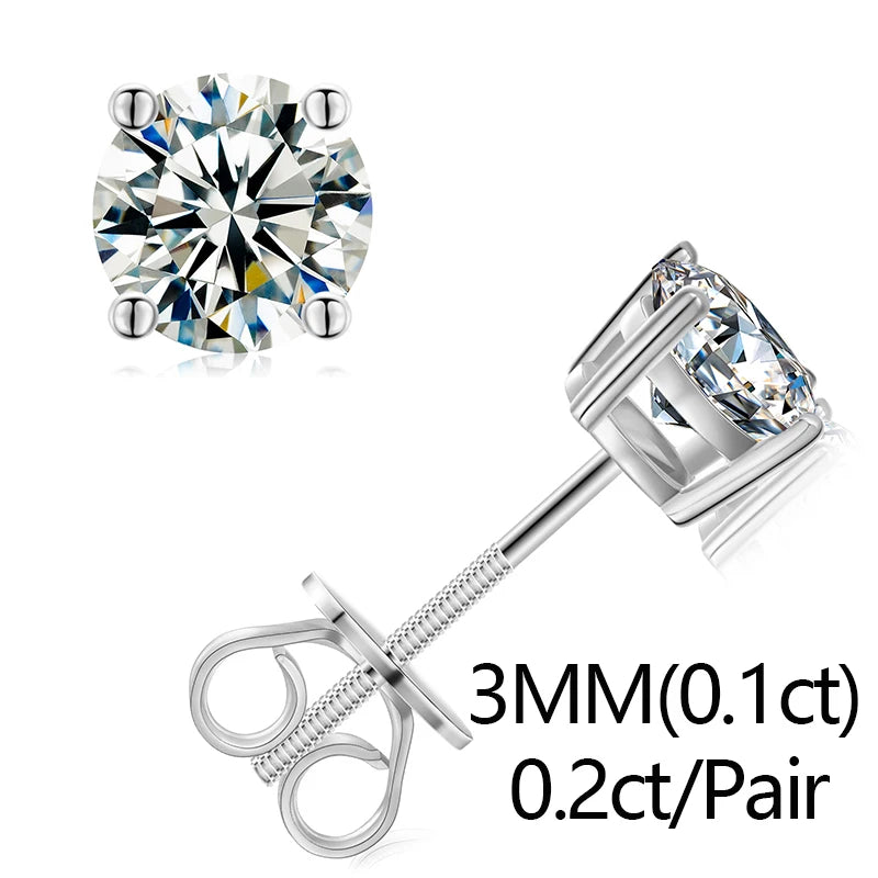 S925 2.12ct Moissanite Ear Stud Earrings For Women 925 Sterling Silver Sparkling Piercing Earring Fine Wedding Jewelry Gifts