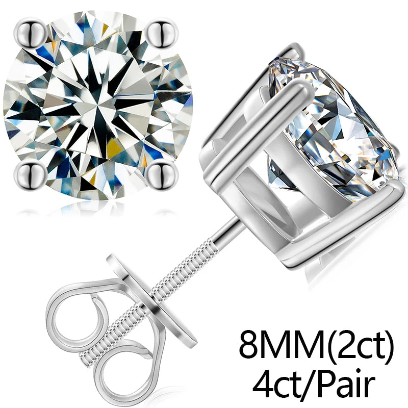 S925 2.12ct Moissanite Ear Stud Earrings For Women 925 Sterling Silver Sparkling Piercing Earring Fine Wedding Jewelry Gifts