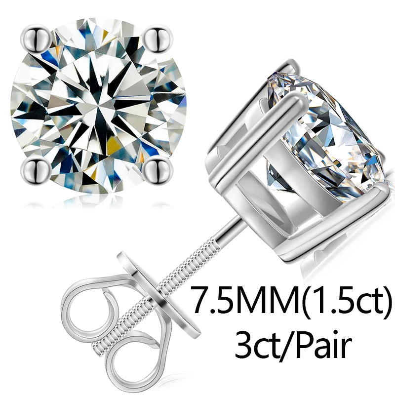 S925 2.12ct Moissanite Ear Stud Earrings For Women 925 Sterling Silver Sparkling Piercing Earring Fine Wedding Jewelry Gifts