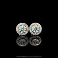 Trendy IGI Certified 1+1 Carat Lab-Grown Diamond Moon Shape Stud Earrings Set 18K Solid Gold Rhodium Plated Claw Setting Side