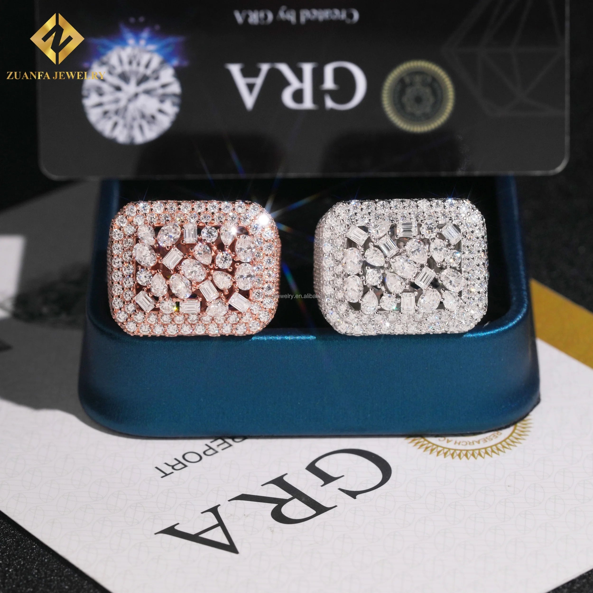 Popular Style Fine Luxury Jewelry Iced Out Hip Hop 925 Sterling Silver Multi Fancy Cut Flawless Moissanite Diamond Hip Hop Ring