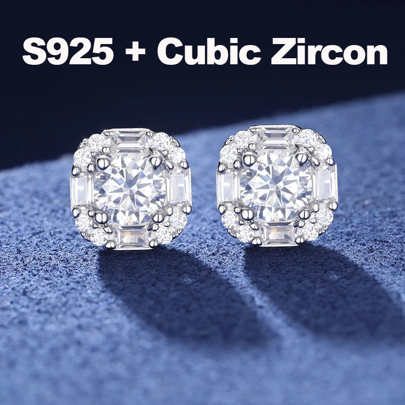 S925 2.12ct Moissanite Ear Stud Earrings For Women 925 Sterling Silver Sparkling Piercing Earring Fine Wedding Jewelry Gifts