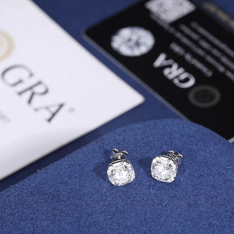 S925 2.12ct Moissanite Ear Stud Earrings For Women 925 Sterling Silver Sparkling Piercing Earring Fine Wedding Jewelry Gifts